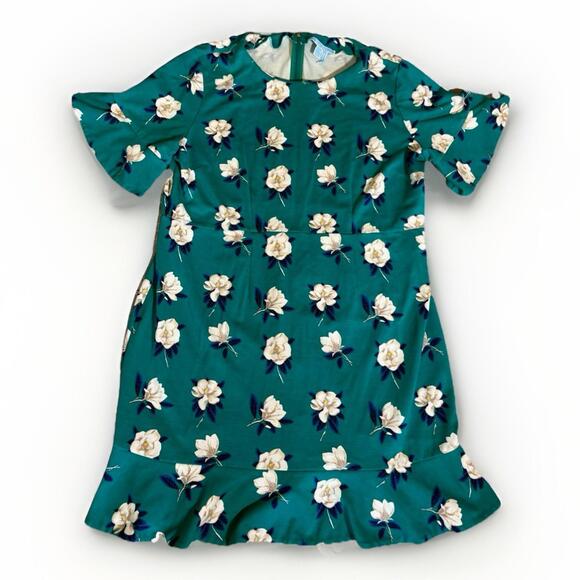 Draper James Short Sleeve Midi Dress Blue White Floral Sz XXL (A32) Rayon Nylon - Picture 1 of 6